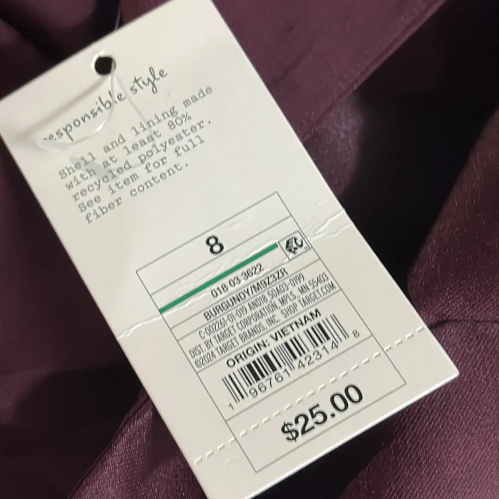 A New Day Women’s Heavy Satin Mini Dress Burgundy Size 8